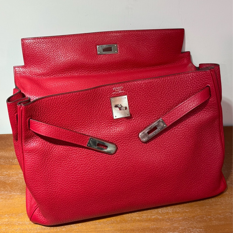 Hermès Kelly 35cm 紅色 銀扣-11