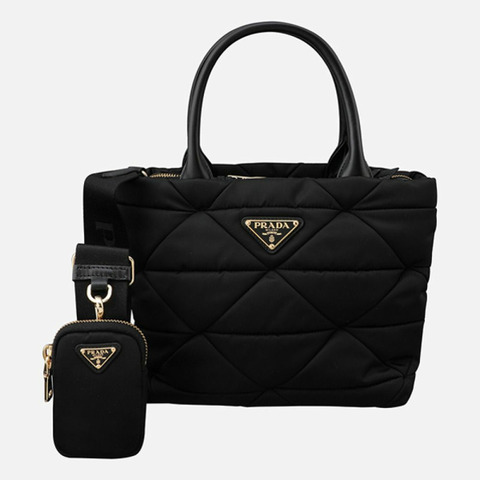 PRADA 6S 小號 Lina 尼龍襯墊手提袋 黑色 1BG373 RDJN F0632