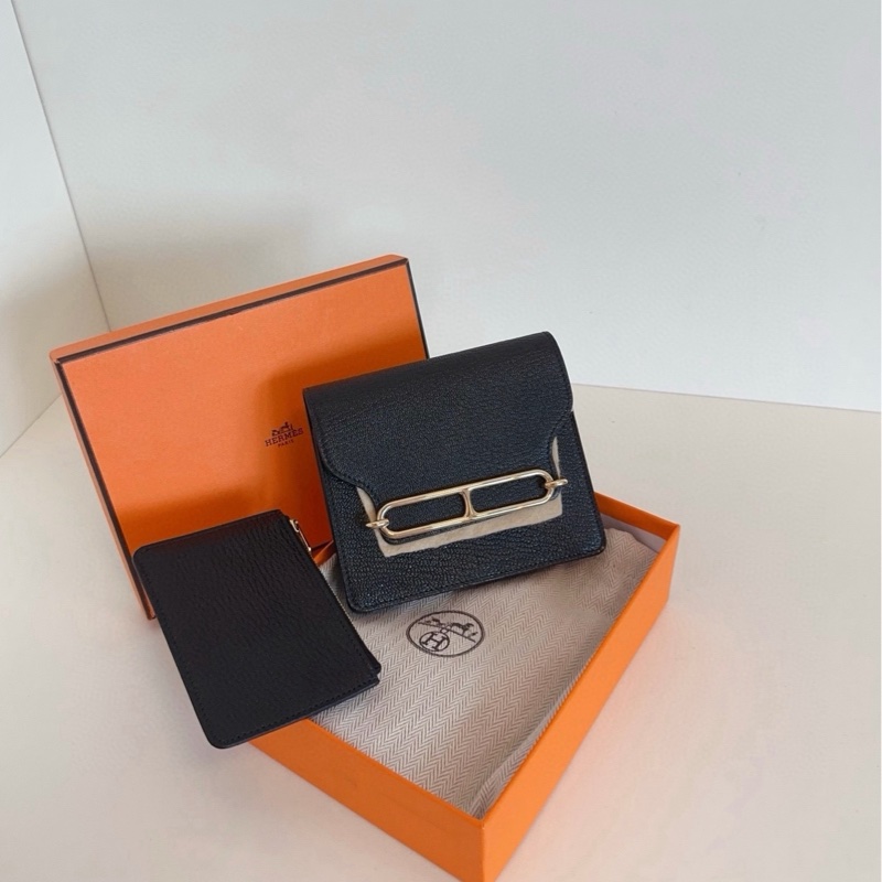 【閒置全套🆕】Hermes 黑金Roulis Silm豬鼻子二合一小方包 斜挎包-0
