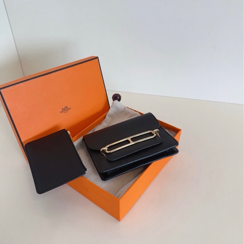 【閒置全套🆕】Hermes 黑金Roulis Silm豬鼻子二合一小方包 斜挎包-5