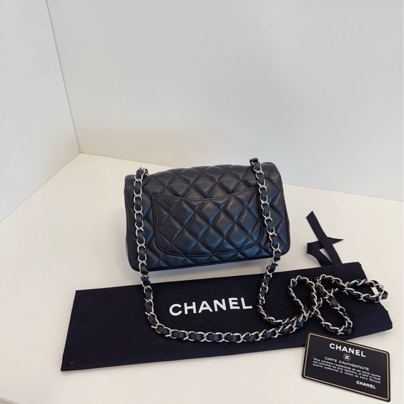 【98新🆕】Chanel 黑銀CF大mini 銀扣 斜挎包-1