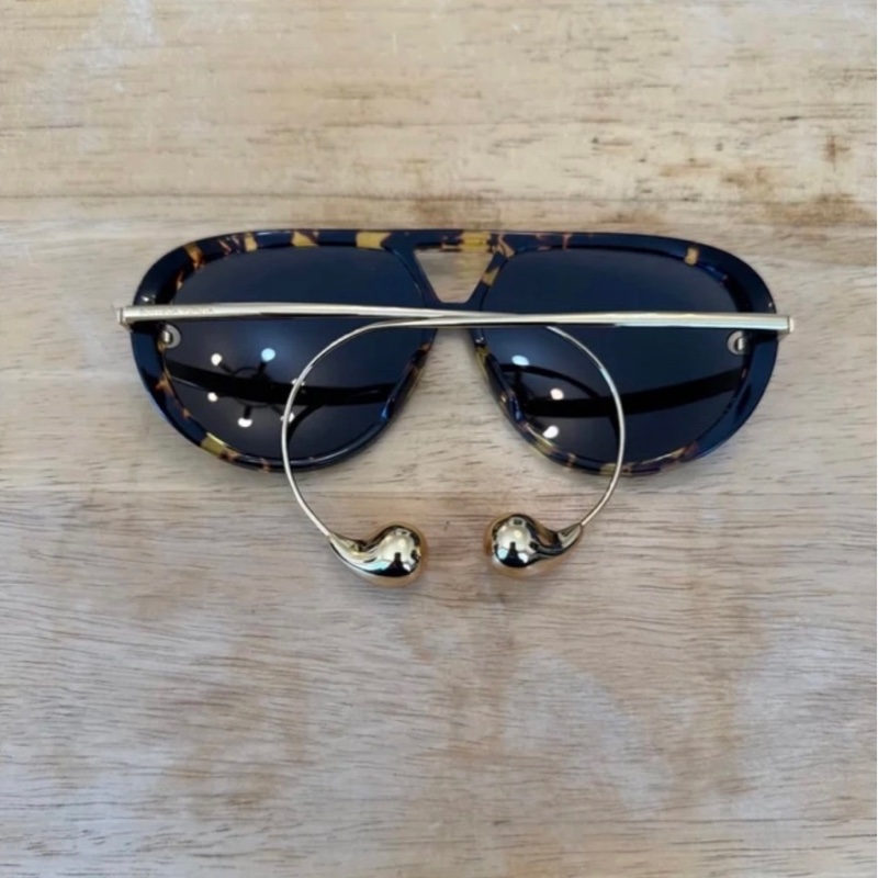 全新Bottega Veneta BV1273S 水滴耳環 金色飛行眼鏡aviator oversized墨鏡-2