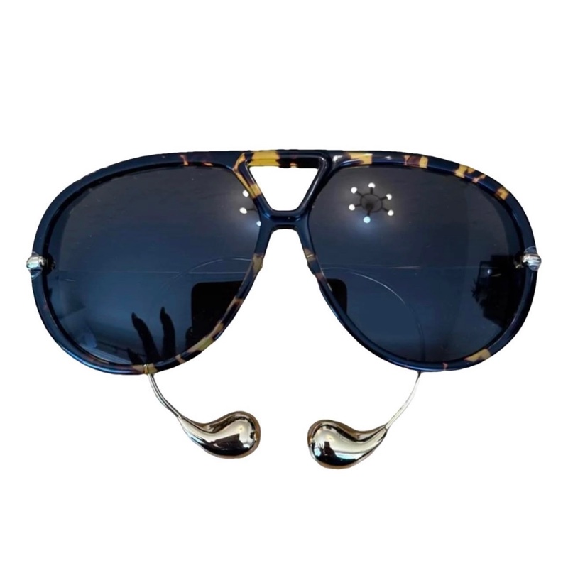 全新Bottega Veneta BV1273S 水滴耳環 金色飛行眼鏡aviator oversized墨鏡-3