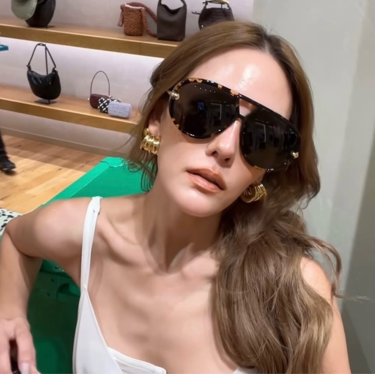 全新Bottega Veneta BV1273S 水滴耳環 金色飛行眼鏡aviator oversized墨鏡-9