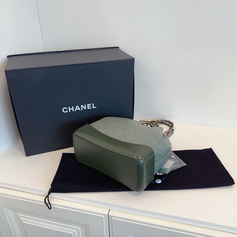 【99新全套🆕】Chanel  Gabrielle菱格牛皮流浪雙肩包 金銀鴛鴦鏈條小號 背包-5
