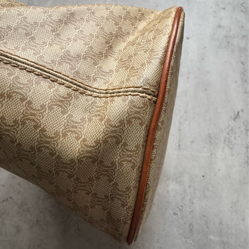 Celine Macadam 水桶包 腋下包 淺棕老花 真皮包 蓆琳-6