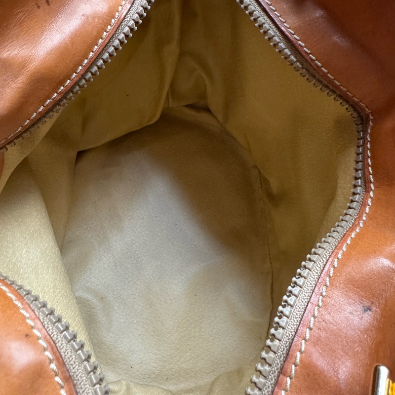 Celine Macadam 水桶包 腋下包 淺棕老花 真皮包 蓆琳-9