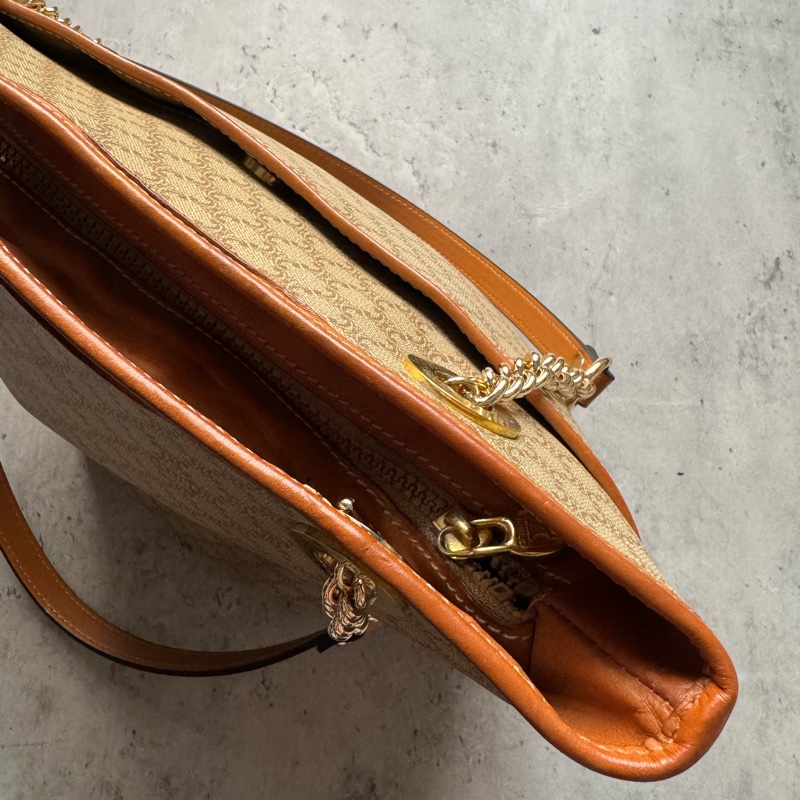 Celine Macadam 水桶包 腋下包 淺棕老花 真皮包 蓆琳-15