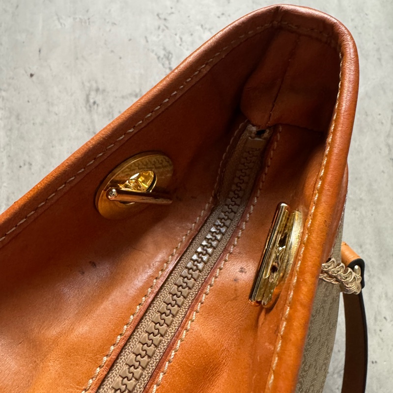 Celine Macadam 水桶包 腋下包 淺棕老花 真皮包 蓆琳-18