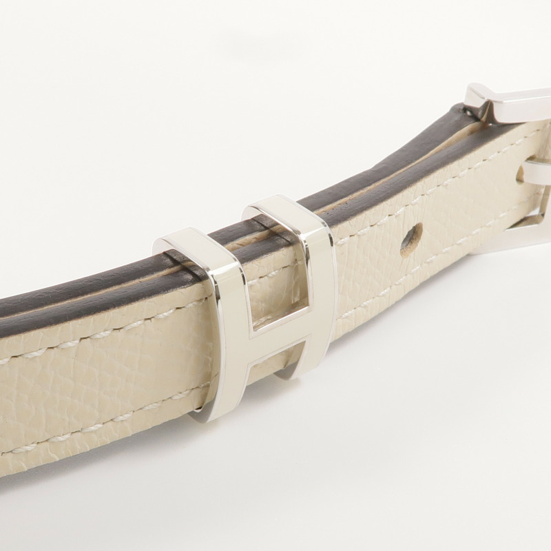 HERMES Epsom皮革POP H Belt銀扣皮帶Craie-3