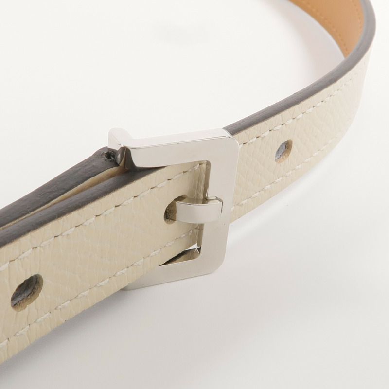 HERMES Epsom皮革POP H Belt銀扣皮帶Craie-4