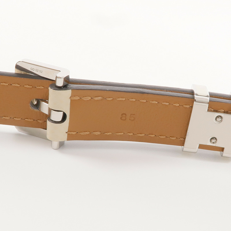 HERMES Epsom皮革POP H Belt銀扣皮帶Craie-5