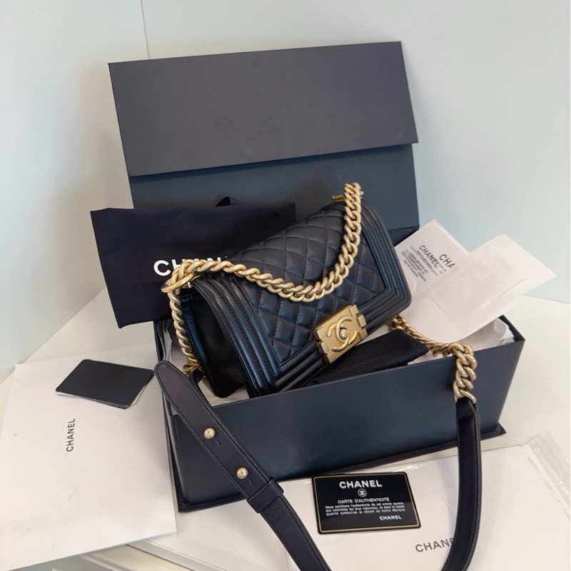 【98新以上大全套🆕】Chanel 黑金牛皮leboy 小號 small 單肩包-2