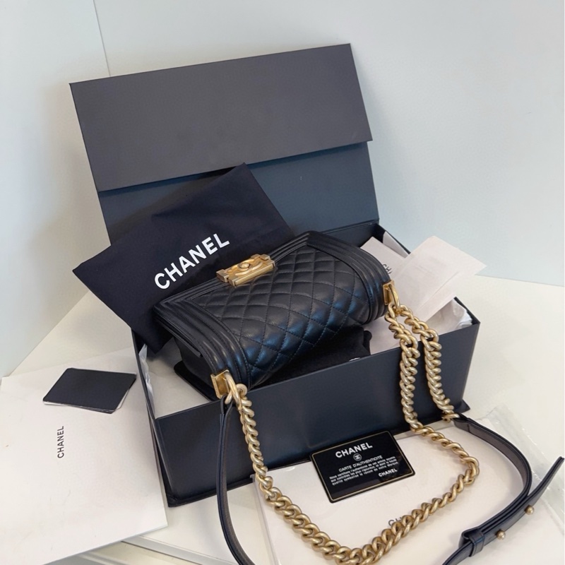 【98新以上大全套🆕】Chanel 黑金牛皮leboy 小號 small 單肩包-6