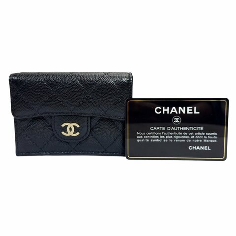 CHANEL CC 荔枝皮 多摺 迷你銀包