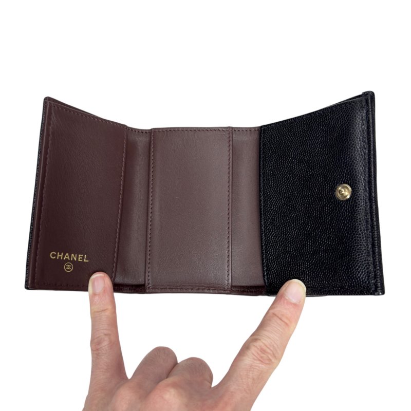 CHANEL CC 荔枝皮 多摺 迷你銀包-21