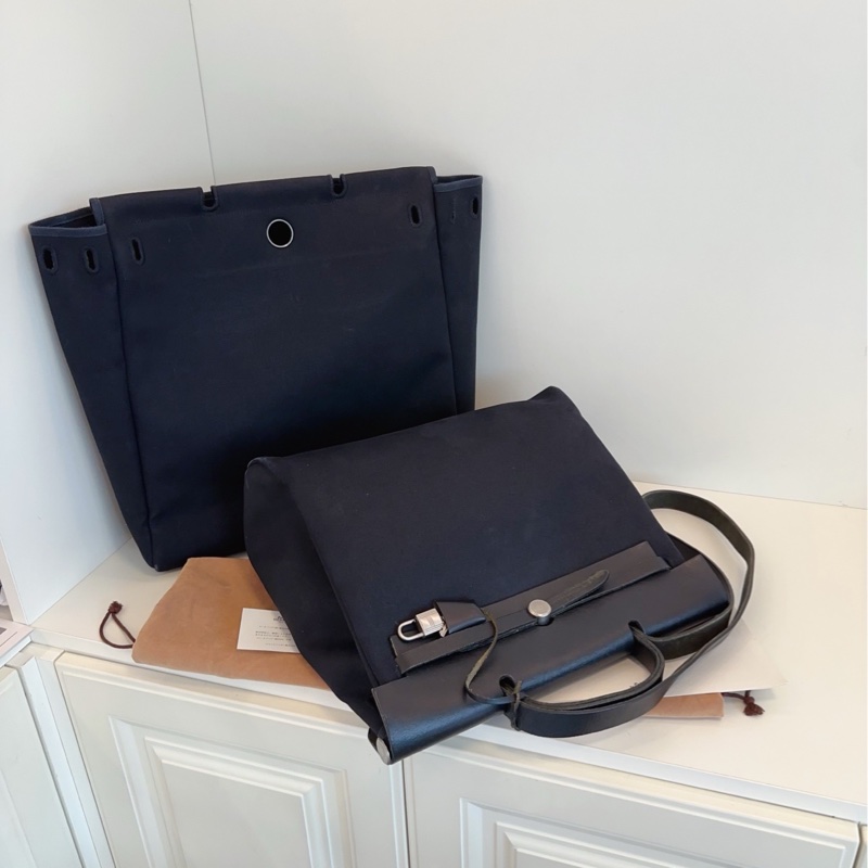 【97新🆕】Hermes  Herbag 39 黑色銀扣單肩包 雙替換袋 手提包-5