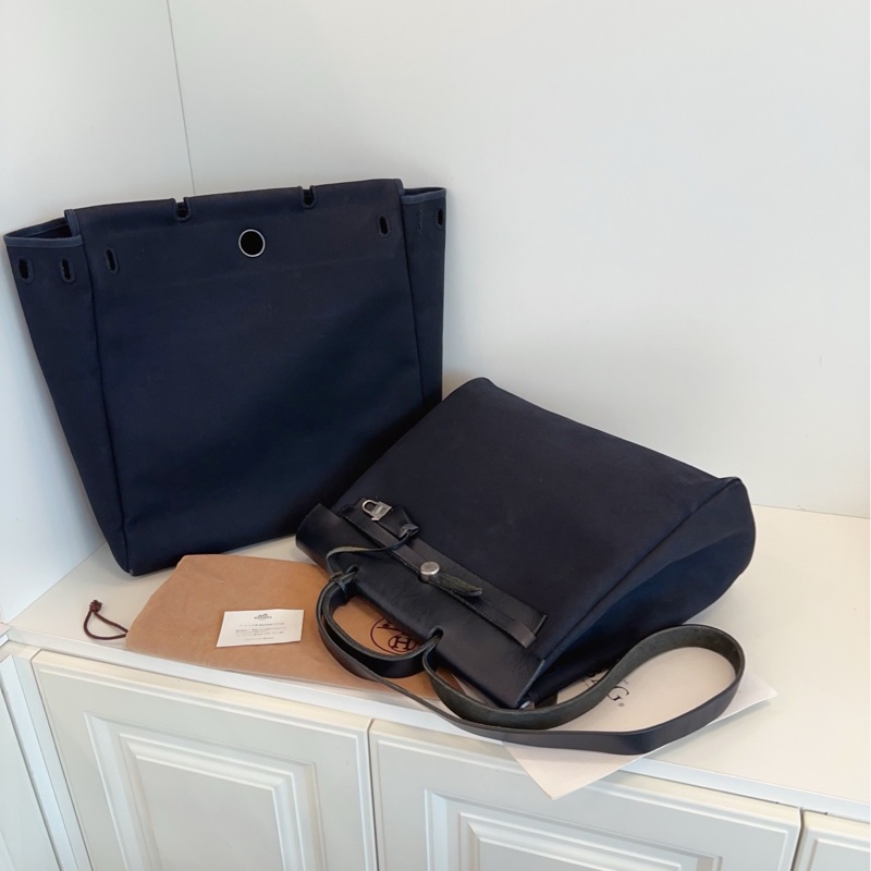 【97新🆕】Hermes  Herbag 39 黑色銀扣單肩包 雙替換袋 手提包-6