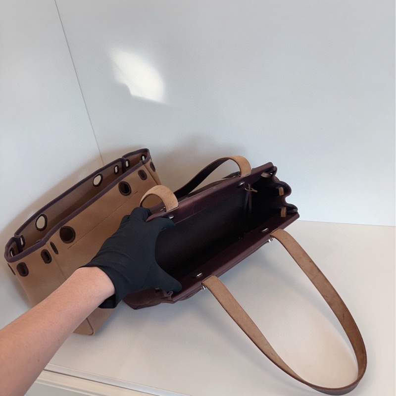 【9798新🆕】Hermes 橫版Herbag Tote 深淺棕色🏾雙替換袋 銀扣 框H 單肩包-7