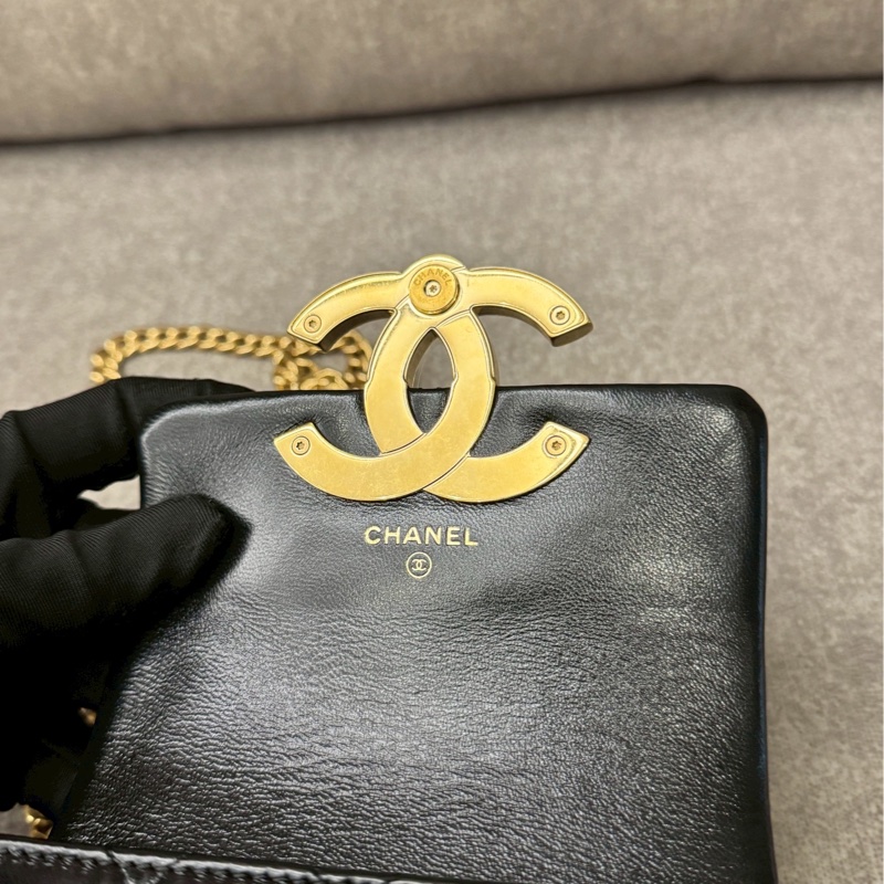 香奈兒23p復古黑金小挎包-5