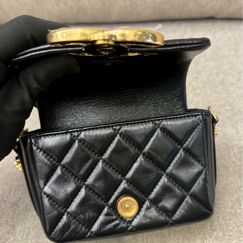 香奈兒23p復古黑金小挎包-6
