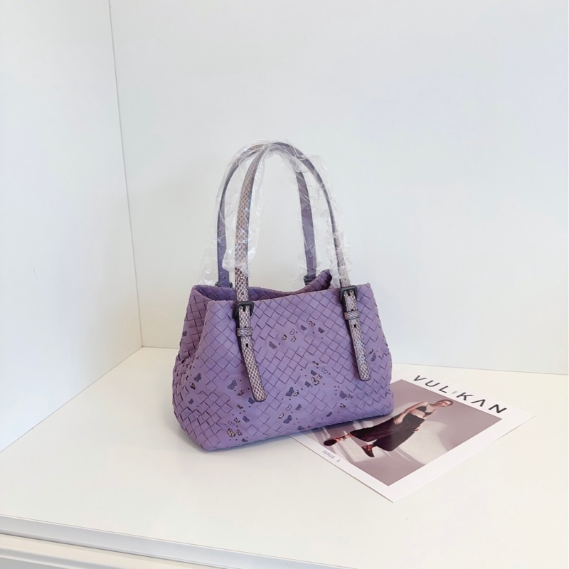 【98新🆕】BV 淺紫色💜經典編織 鏤空蝴蝶 蜥蜴壓紋手提 小托特tote 手提包-0