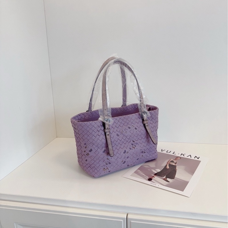 【98新🆕】BV 淺紫色💜經典編織 鏤空蝴蝶 蜥蜴壓紋手提 小托特tote 手提包-2