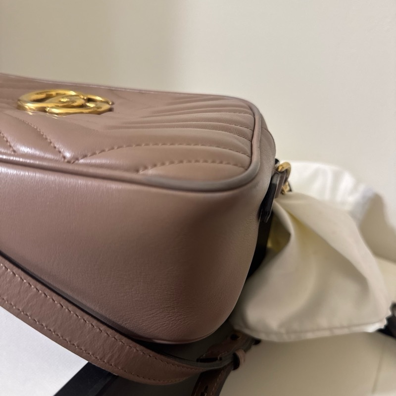 Gucci藕色馬夢24cm斜背包-1