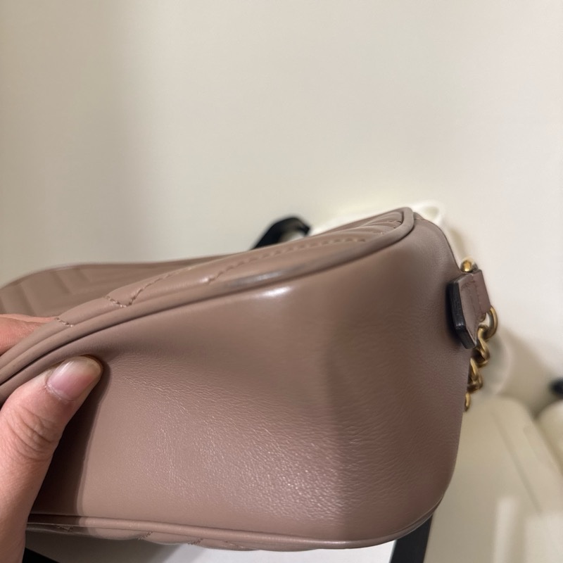 Gucci藕色馬夢24cm斜背包-4