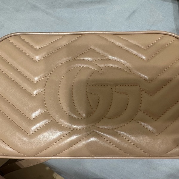 Gucci藕色馬夢24cm斜背包-6