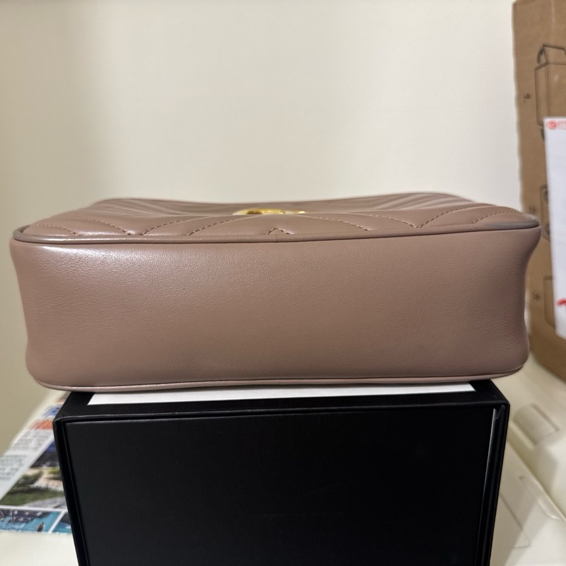 Gucci藕色馬夢24cm斜背包-7