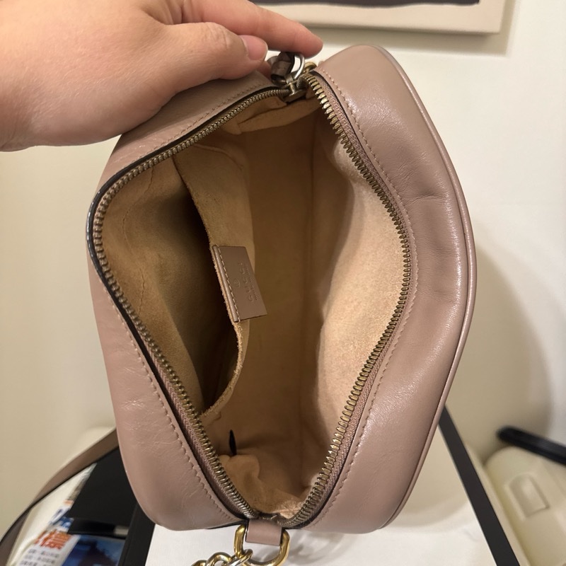 Gucci藕色馬夢24cm斜背包-8