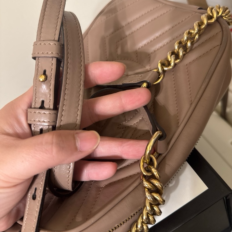 Gucci藕色馬夢24cm斜背包-9