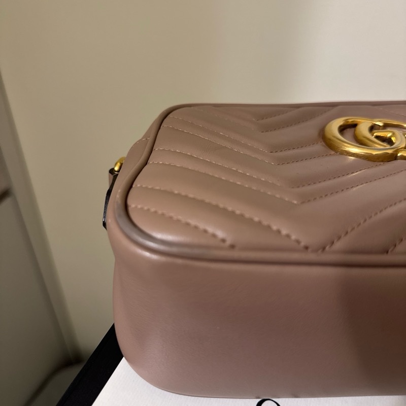 Gucci藕色馬夢24cm斜背包-13