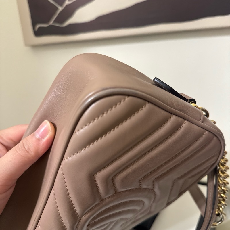 Gucci藕色馬夢24cm斜背包-14