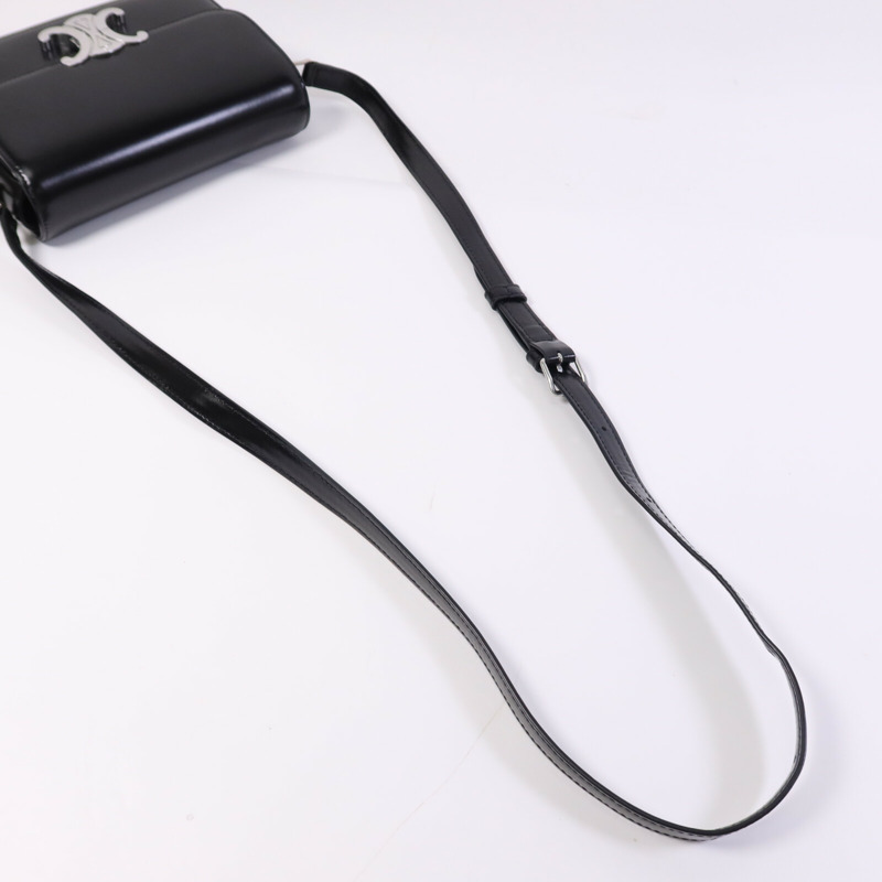 CELINE 牛皮皮革Teen Troimphe銀扣肩背袋-9