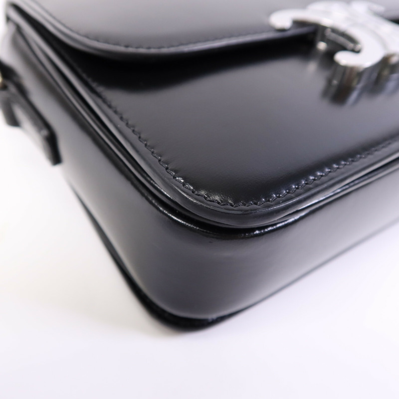 CELINE 牛皮皮革Teen Troimphe銀扣肩背袋-11