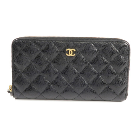 CHANEL 牛皮皮革Long Wallet金扣長錢包