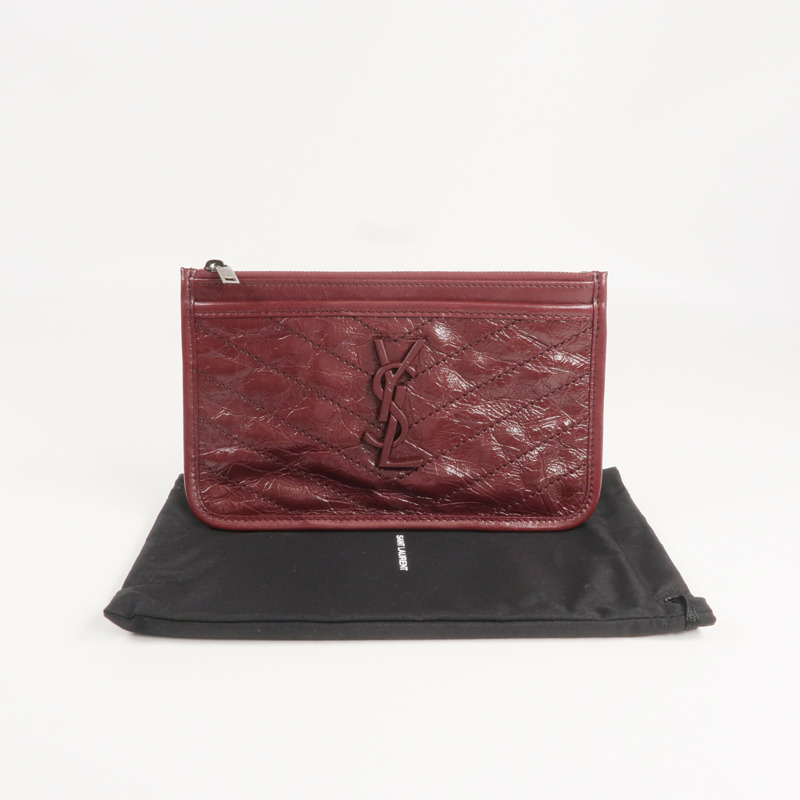 SAINT LAURENT 牛皮皮革Niki Ville銀扣手拿包-8