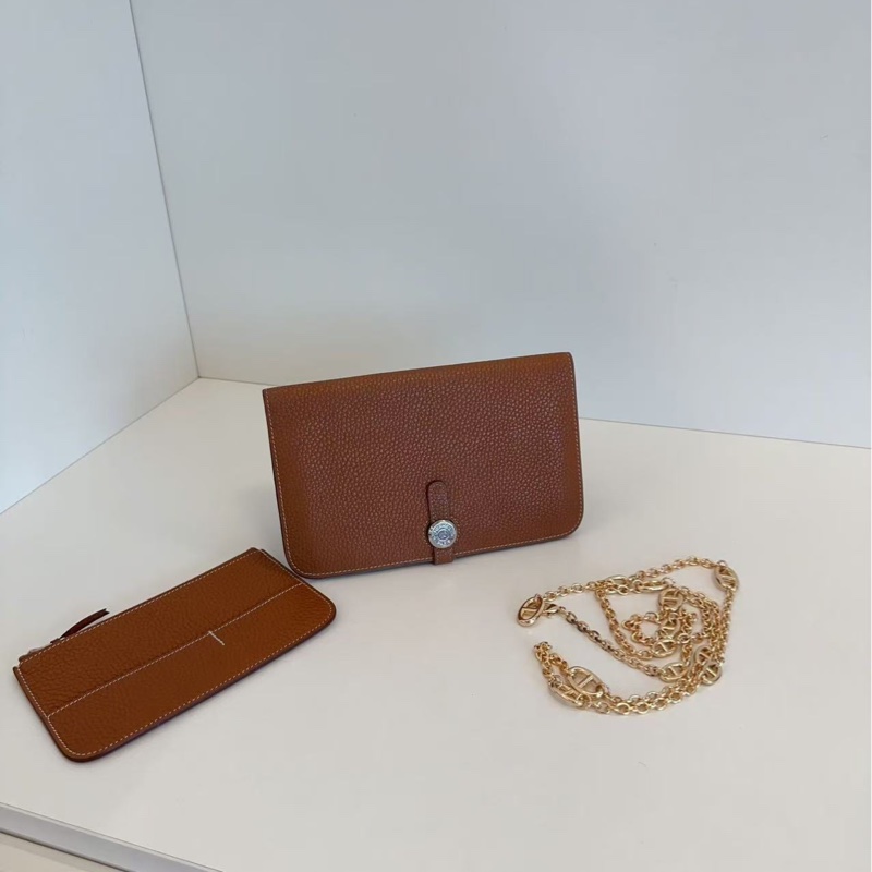 【97新🆕】Hermes dogon Duo 金棕銀扣 二合一錢包/護照夾/卡包-3
