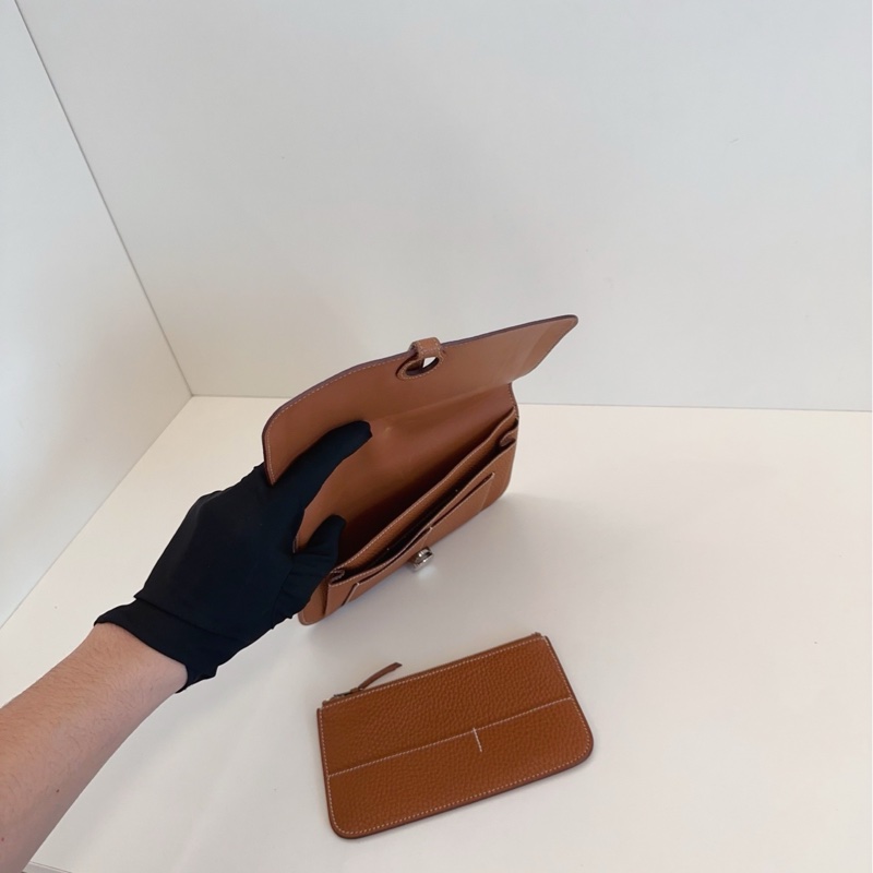 【97新🆕】Hermes dogon Duo 金棕銀扣 二合一錢包/護照夾/卡包-7