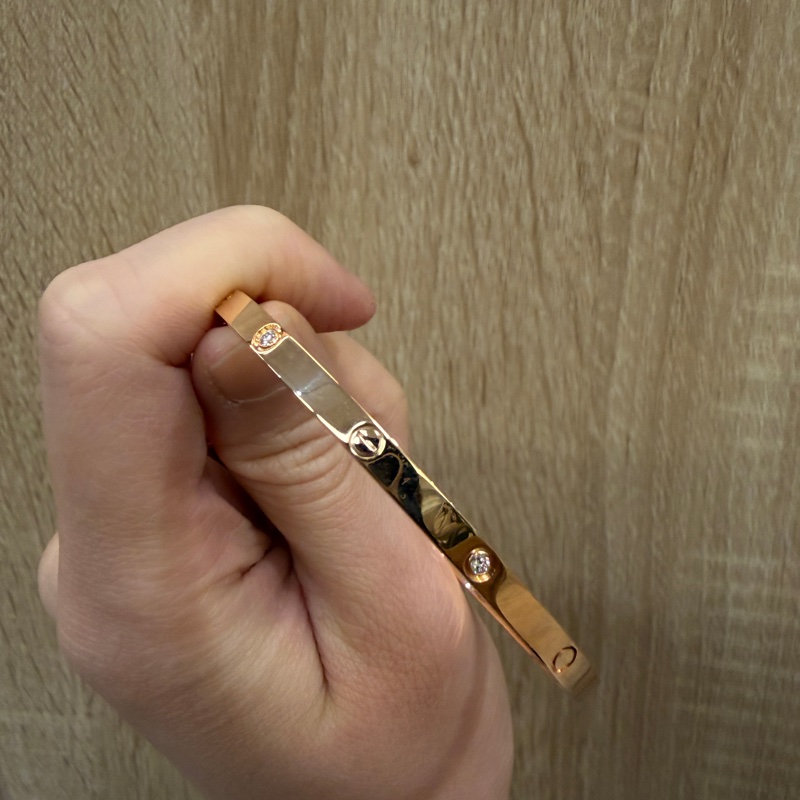 Cartier 750玫瑰金6點鑽Love小型款手環B60476-2