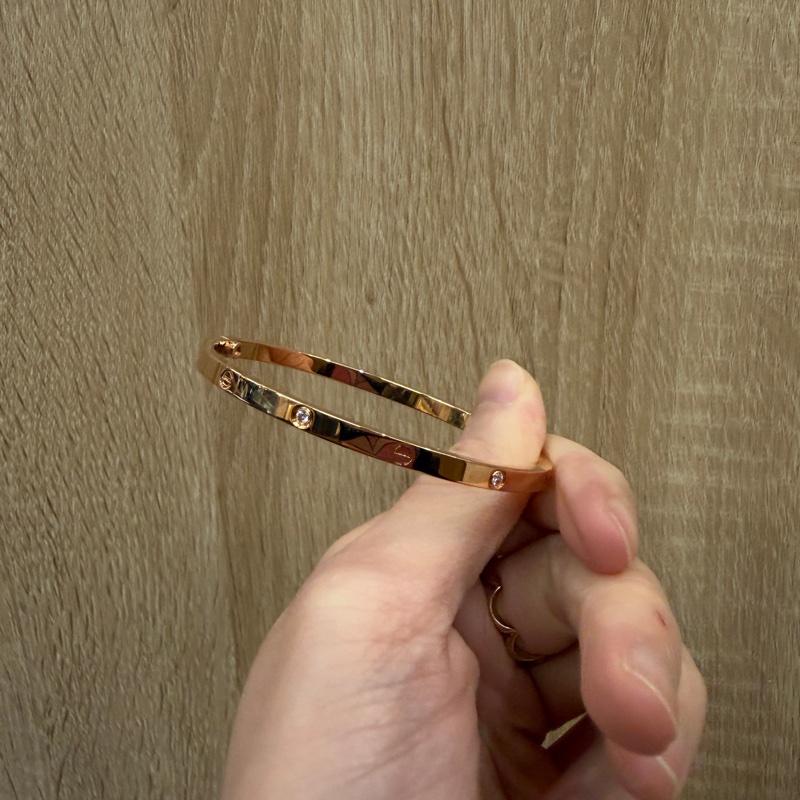 Cartier 750玫瑰金6點鑽Love小型款手環B60476-5