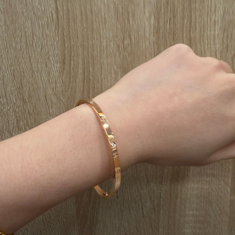 Cartier 750玫瑰金6點鑽Love小型款手環B60476-11