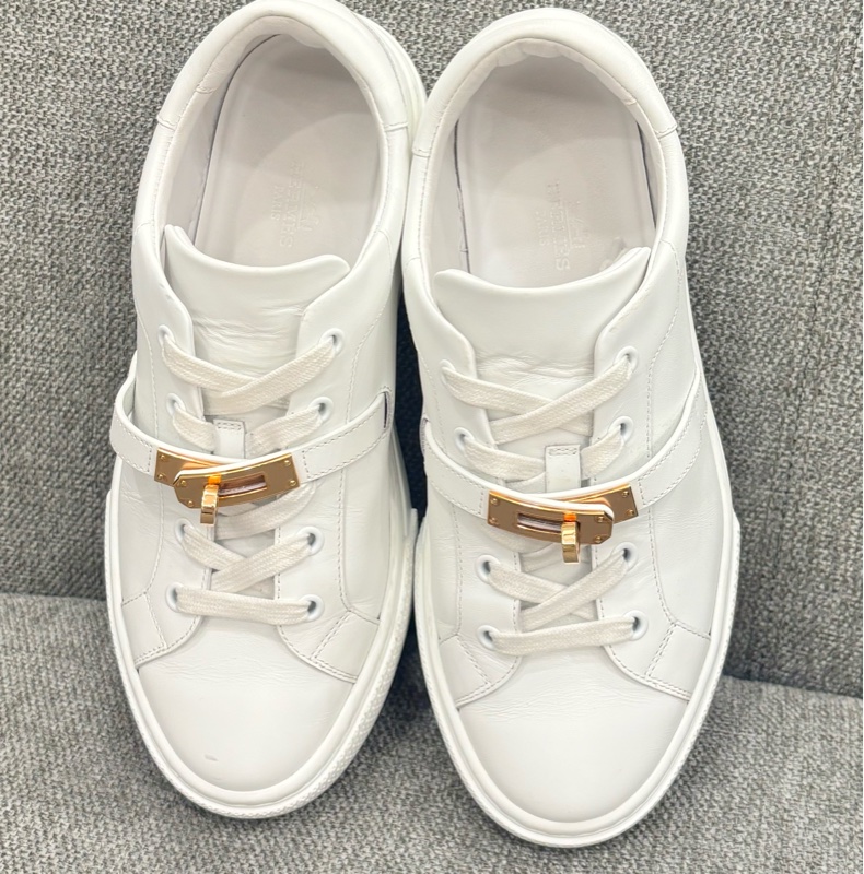 Hermes kelly day 球鞋 小白鞋 玫瑰金扣-1