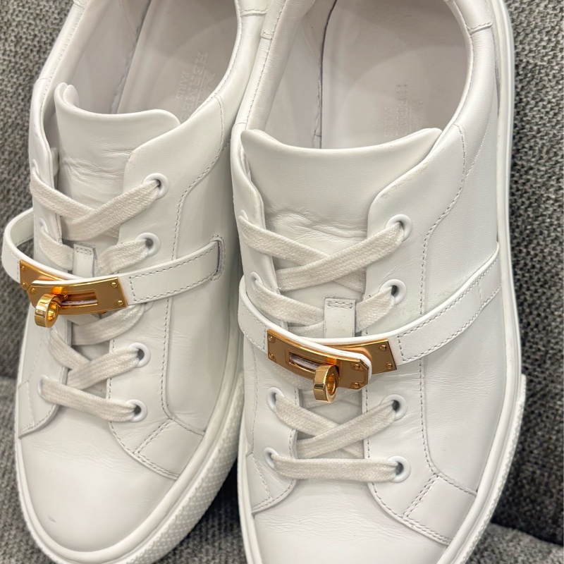Hermes kelly day 球鞋 小白鞋 玫瑰金扣-2
