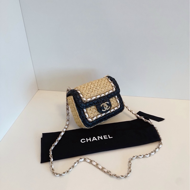 【閒置🆕】Chanel  24C 芯片拉菲草編方胖子 斜挎包-1