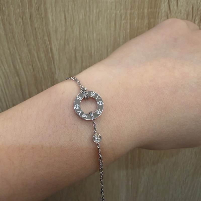 Cartier 750白K金2點鑽Love手鍊B6038100-0