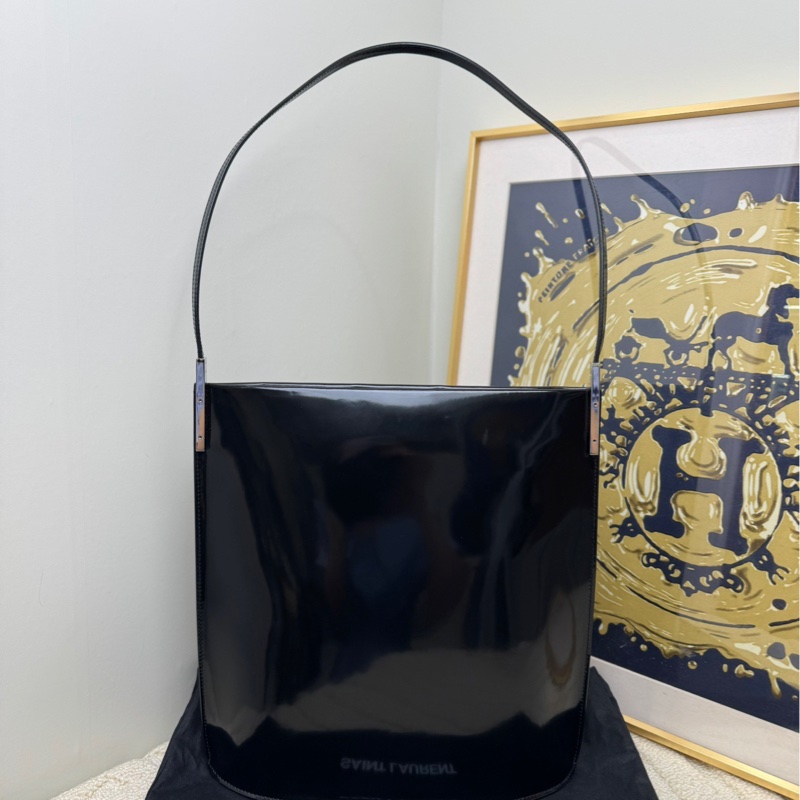 【99❤️】YSL  女士黑色SUZANNE RIGID亮面皮革肩帶 單肩包-1