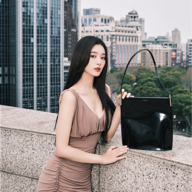 【99❤️】YSL  女士黑色SUZANNE RIGID亮面皮革肩帶 單肩包-2